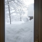 Snow halfway up the kitchen window