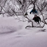 Our guide Rob getting arty with his photography while all 5 of the guys hit the pow hard