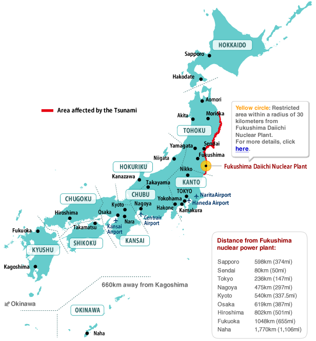 Tsunami affected areas of Japan
